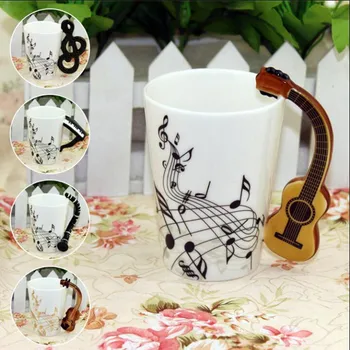 2018 Utilizarea Acasă Noutate Arta Ceramica Cana Cana Instrument Muzical Notă De Stil Cafea Cu Lapte Cana Cadou De Crăciun Biroul De Acasă Drinkware