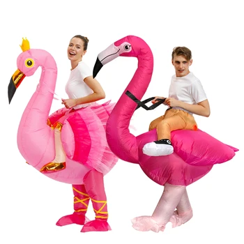 Adult Flamingo Gonflabile Costume de Crăciun, Halloween Cosplay Costum bal Mascat de Desene animate Joc de Rol Dress Up pentru Bărbat Femeie