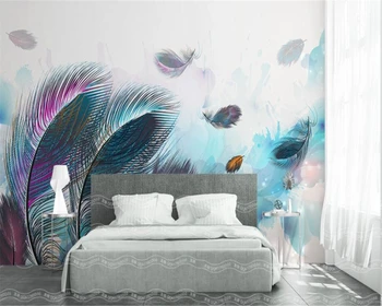 beibehang Personalizat imagine de fundal frumoasă de culoare pene de arta retro American de TELEVIZIUNE fondul sufragerie dormitor cu canapea murală tapet