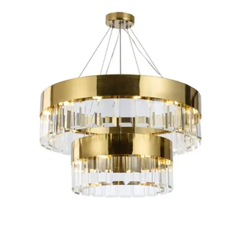 Postmodern de lux de aur pandantiv candelabru de metal rotund pahar bloc droplight G9 bec led sursa candelabre lampa de prindere