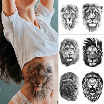 Luna Fantezie Leu Tatuaj Temporar Autocolant Pentru Barbati Femei Lup Fulger Tigru Impermeabil Fals Henna Animal Sălbatic Body Art Tatoo