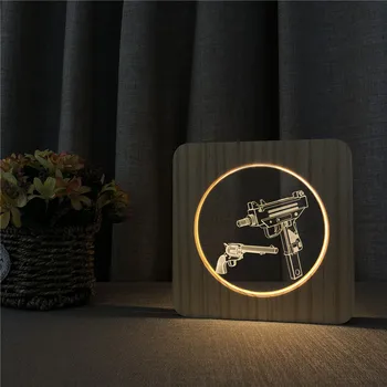 3D LED Arylic Lemn Noapte Lampă de Masă Lumină de Control Comutator Sculptură Lampa pentru Camera Copiilor Decora