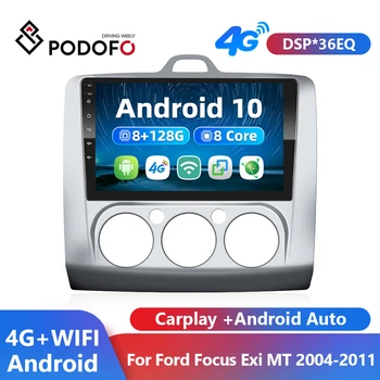 Podofo Android 2 Din Radio Auto Pentru Ford Focus Exi MT 2004-2011 9 Inch Carplay Player Multimedia Navigatie GPS Receptor Stereo
