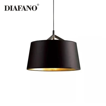 Candelabru Europene Simplu, negru, aur, abajur din tesatura de lumini Pandantiv Camera de zi Dormitor Lampa Sala de Mese rotunde LED Predarea Lampa