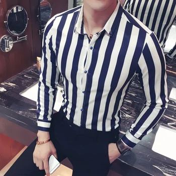 dungi coreean camasa barbati navy black red stripe camasa barbati cu maneci lungi buton jos bluza rochie oameni camicia uomo plus dimensiune 5xl