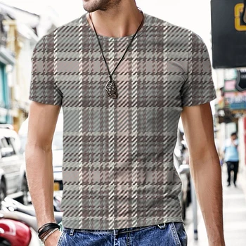 Men ' s T-shirt Rece Carouri Model cu Dungi Respirabil O-Gât Amuzant Maneci Scurte Topuri Supradimensionate Vrac Stil Hip Hop de Moda Tees