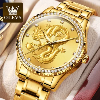 OLEVS 2022 Nou de Lux de Aur Mens Cuarț Ceas pentru Bărbați Ceas de Lux Diamant Mâinile Luminos Caz Impermeabil Ceas Bărbați Ceasuri 5515