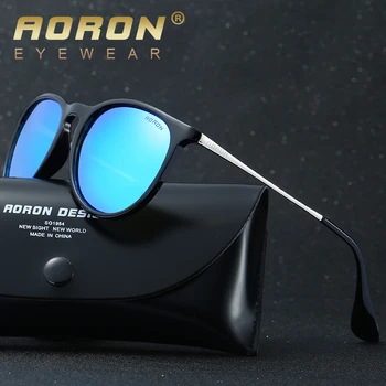 AORON Moda ochelari de Soare Femei Bărbați ochelari de Soare Polarizat Clasic Rotund Oglindă UV400 Ochelari de Soare Ochelari