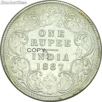 Replica Monedă 1887 India O Rupie Victoria Regină Din Alama Placat Cu Argint Copia Monede Foarte Perfect De Calitate Se Pot Face Diferite Stil