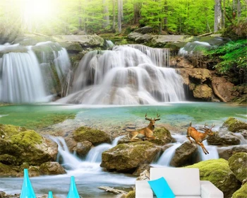 Personalizate 3D Tapet de Pădure Naturală Cascada deer Creek Pictura Peisaj TV de Perete de Fundal de hârtie de perete decor acasă beibehang