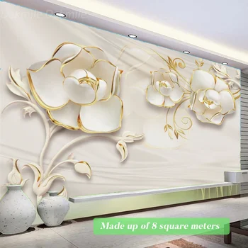 European Stil Lux 3D Flori de Bijuterii Lebada Murală Tapet Living cu TV, Canapea de Fundal de Perete care Acoperă Decor Papel De Parede