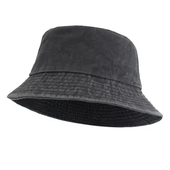 Bumbac Spălate Martor Femei Găleată Pălării pentru Bărbați Șepci Panama Hip hop Pălării Pentru Femei Capac Bob Solide Vintage de Vara pentru Femeie Găleată cu Capac Pălărie