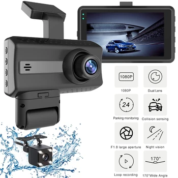 Dash Cam Dual Lens 1080P UHD de Înregistrare Camera Auto DVR Viziune de Noapte WDR Built-In G-Senzor de Detectare a Mișcării WIFI 2023 Noi
