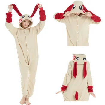 Xmas Party Dress urechi Lungi de Iepure Bunny Pijamale Animale Cald Iarna Femei body-uri pentru Adulti Cosplay Costum cu Gluga Cald cămașă de noapte