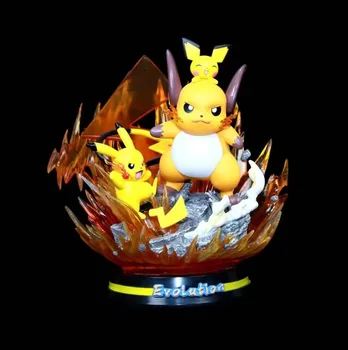Anime Kawaii Pokemon Pikachu Raichu Evolution Ver. GK PVC Figura de Acțiune Joc de Statuia de Colectie Model pentru Copii Jucarii Papusa Cu Lumina