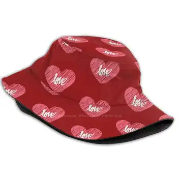 Dragostea Și Inima Pliabil Panama Pălărie Găleată Capac Alb Roșu Inimile De Dragoste Inima Afecțiune Îndrăgostiților Ziua Îndrăgostiților Te Iubesc