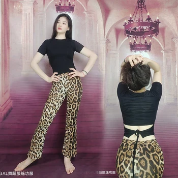 Burtă de Dans Practică Haine Moren e Waistless Top Leopard Print Pantaloni Sexy Pantaloni Casual, de Inspiratie Exercițiu Burta Costum 2022
