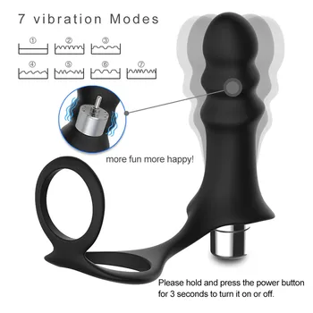 7 Frecvență Vibratoare de Prostata Anal Vibrator Butt Plug Anal G spot Vibrator Vibrator Cu Inel Pe Penis Jucării Sexuale Pentru Adulți Bărbați