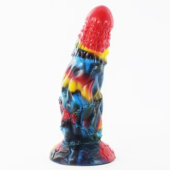 Noul Multi-strat Colorat Penis artificial Penis Realist Lichid Textura de Silicon vibrator Anal Sex Fantezie de sex Feminin Masturbator ventuza