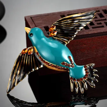 zlxgirl Smalț Albastru păsări forma Broșe Ace Pentru Femei Cadouri de Moda Stras Broșă Bărbați Bijuterii Vintage Genti Accesorii