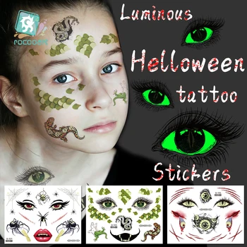 Cele mai recente Copii de Lungă Durată de Imprimare la Modă Halloween Design Glow în întuneric Apă Corpul de Transfer de Fata Tatuaj Temporar