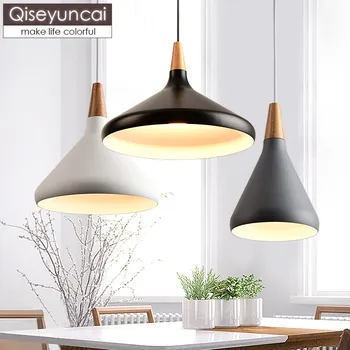 Qiseyuncai Nordic din lemn masiv de artă 1 cap restaurant candelabru modern minimalist personalitate creatoare camera de studiu dormitor lampa