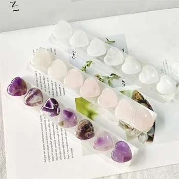 Naturale cristal de selenit placa chakra cristal de cuarț în formă de inimă bijuterie aura feng shui acasă decorare