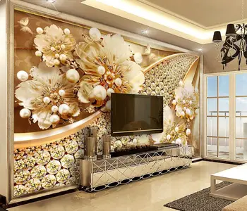 beibehang Foto Personalizate Murală tapet de Fundal TV Pictura pe Perete frunze de Aur imagini de Fundal pentru Camera de zi Dormitor 3D Relief