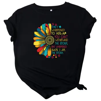 2021 Noua Moda Casual Multicolor De Floarea-Soarelui De Imprimare Cu Mânecă Scurtă T-Shirt