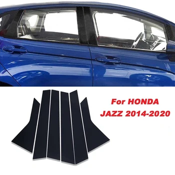 6Pcs Capac Decorativ Negru Lucios Partea Pilon Posturi Geamul Portierei Tapiterie Kit pentru Honda Jazz 2014 2015 2016 2017 2018 2019 2020
