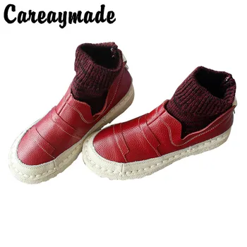 Careaymade-Manual cizme originale, de scurtă epocă super moale jos cizme din piele,pentru femei cizme glezna,versiunea coreeană cizme
