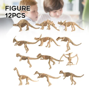 Fierbinte de Vânzare Set de 12 Simulare Dinozaur Schelet Mini Animal Preistoric Os Model de Arheologie Jucărie Cadouri pentru Copii de Colectare a Navei