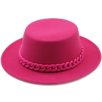 Femei Vara bomboane Centura Margine Largă Lână Jazz Pălării Fedora Panama Trilby Capac Tendință Jucător Pălărie en-Gros