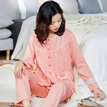100% Bumbac Pijama Femei Dormir Lounge Sleepwear Bedgown pentru Femei Subțire cămașă de noapte în Dormitorul de Acasă Haine din Bumbac Pijama, Pijamale