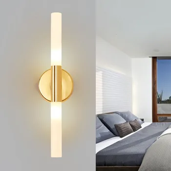 Aur Tub de Metal Lămpi de Perete Moderne de Sticlă Lumini de Perete pentru Casa Living Scări Tranșee Dormitor Oglinda de la Baie Corpuri de iluminat