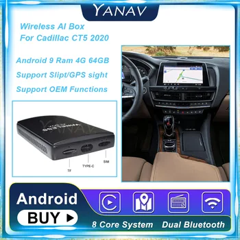 Android 4G 64GB Carplay Wireless Ai Cutie Pentru Cadillac CT5 2020 8 Core Auto Smart Box Multimedia Carbox Plug and Play pe Video Google