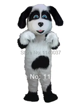 mascota Alb Negru câine Ciobănesc Mascota Costum de Personaj de Desene animate costum de carnaval bal mascat
