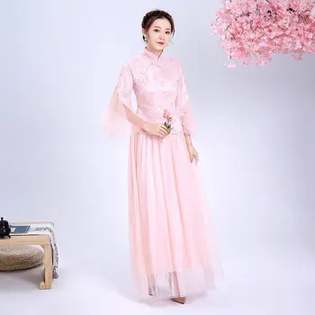 Roz De Mireasa Domnisoare De Onoare Cheongsam Moderne Tradițională Chineză Rochie De Mireasa Stil Oriental Rochii De Partid Femei Mult Qipao Vestidos