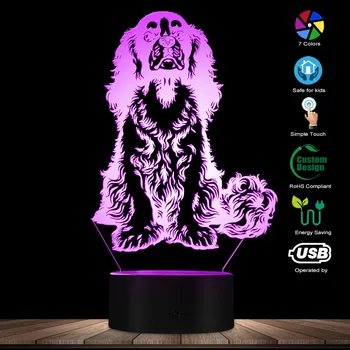 Cavalier King Charles Spaniel Rasa de Câine Lumina de Noapte LED Masă Lampă Câine Adorabil Cățeluș animalele de Companie iluzie Optică 3D Vizual de Lumina Lămpii