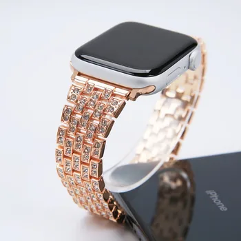 De lux Full Diamond Brățară pentru Apple Watch Serie de 40 de 44MM din Oțel Inoxidabil Ceas Trupa pentru iWatch 38 42MM Curea Accesorii