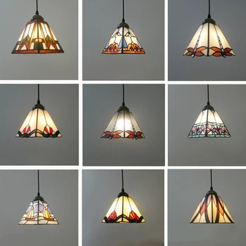 Pandantiv Lumina Tiffany Mediteraneene Sufragerie Decor Bara de Bucătărie Agățat Lampa Plafon cu LED-uri de Iluminat Interior de Prindere