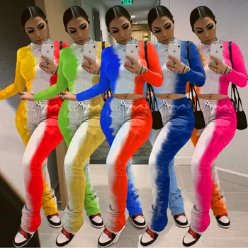2021 Noua Moda De Vânzare La Cald Slim Femei De Îmbrăcăminte 2 Bucata Set Simplu Casual, Cu Maneci Lungi Guler De Sus+Bandaj Pantaloni Femei Pantaloni