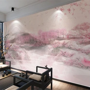 Personalizat Murale 3D Tapet Romantic Pink Peach Blossom de Peisaj Pictura pe Perete Camera de zi Dormitor Hotel de Fundal de Perete Decor 3D