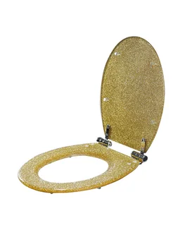 48*38CM Înaltă calitate frumos sclipitoare de aur Rășină capac scaun de toaletă
