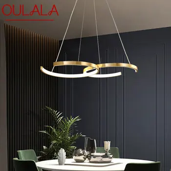 OULALA Moderne Inel de bronz Candelabru Lampă LED 3 Culori Pandantiv Lumini de Decor Pentru Casa de luat Masa, Camera de zi