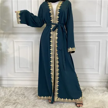 Negru Deschis Caftan Dubai Abaya Turcia Kimono-Halat Musulmane Hijab Rochie de Ramadan Cardigan Abayas pentru Femei Caftan Haine Islamice