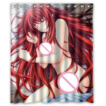 Anime High School DxD personalizate Personalizate Părul Roșu Rias Gremory & Himejima Akeno Perdea de Duș cu 12 Cârlige din Plastic