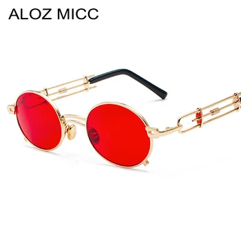 ALOZ MICC 2018 Steampunk Rotund ochelari de Soare Femei Barbati Brand Designer Vintage din Metal Rama de Ochelari pentru Femei Oculos UV400 Q526