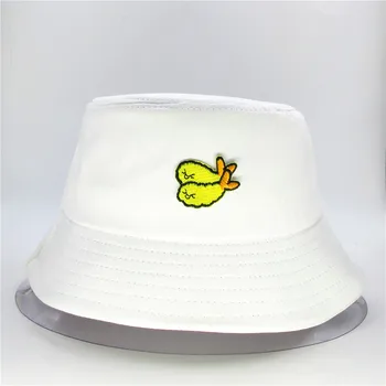 Crevete Prăjite broderie de bumbac Pălărie Găleată Pălărie Pescar călătorie în aer liber pălărie de Soare Capac Pălării pentru copil bărbați Femei 291