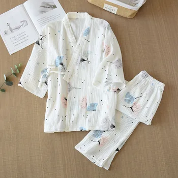 2021 Nouă Primăvară de Toamnă Pijamale Femei Jacquard Satin Sleepwear Set de Două Piese Stele de Imprimare Haine Confortabile Acasă